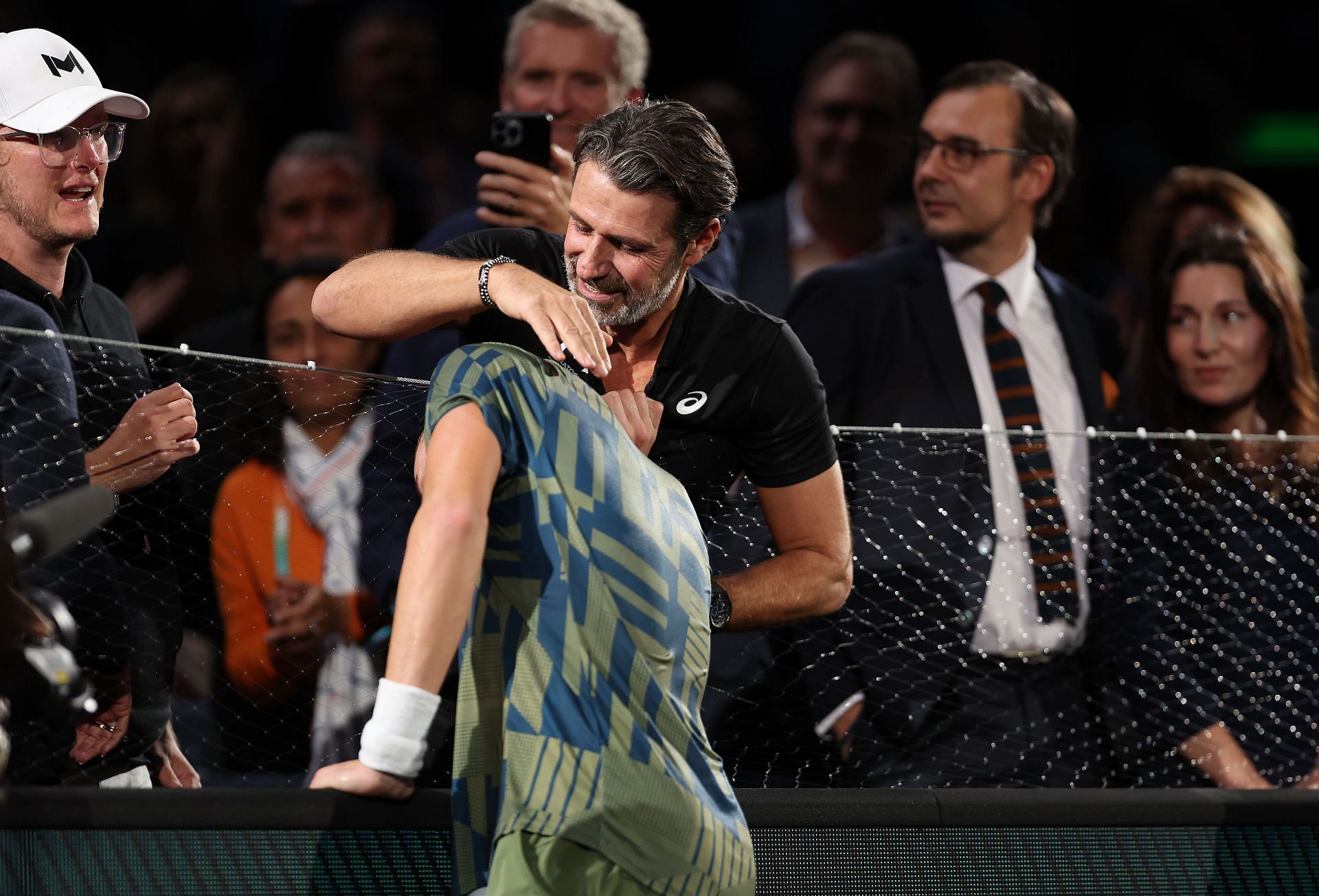 Holger Rune and Patrick Mouratoglou after the Paris Masters trimph