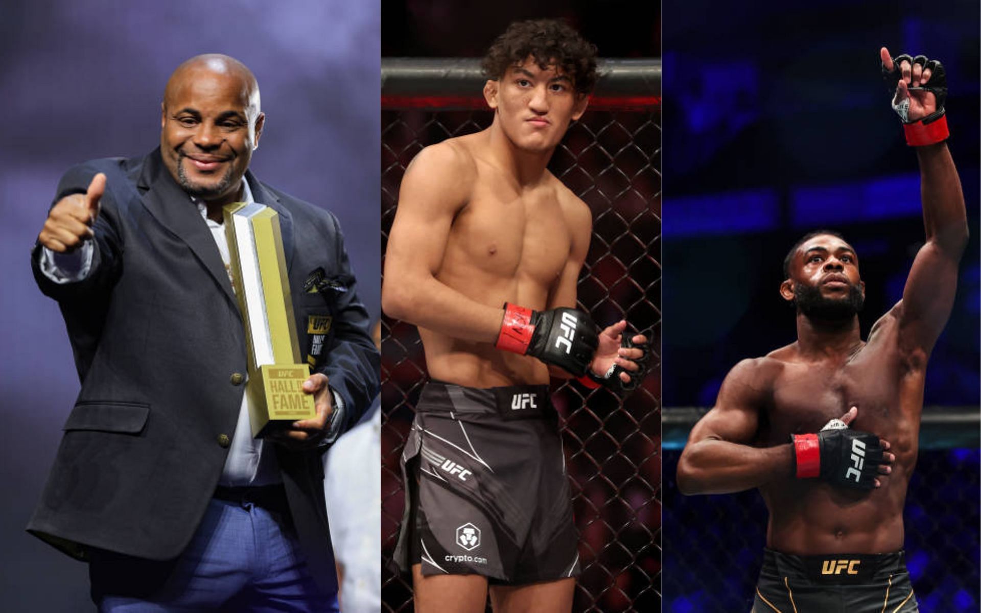 From left to right: Daniel Cormier, Raul Rosas Jr., and Aljamain Sterling