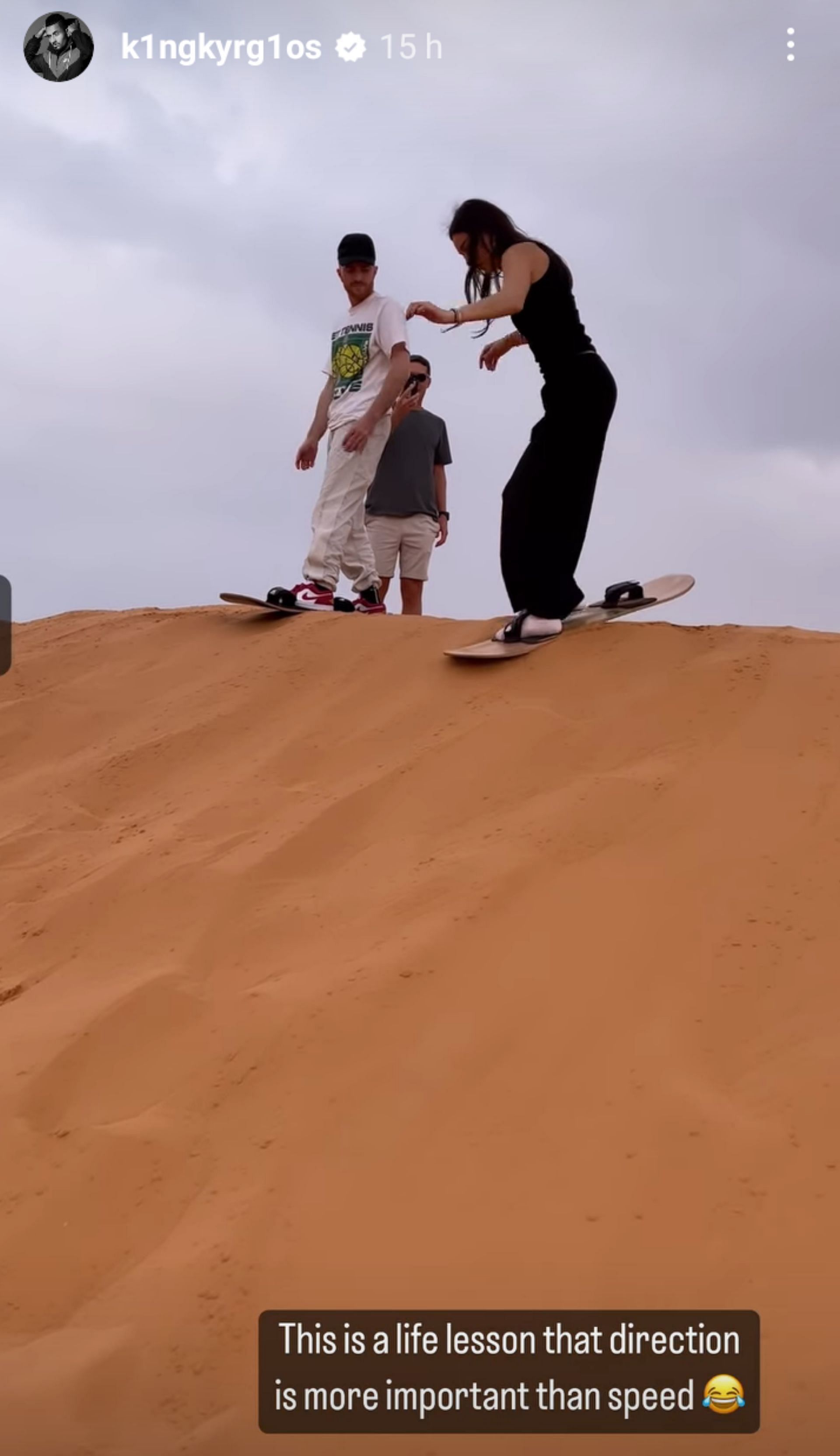 Costeen Hatzi enjoying sandboarding