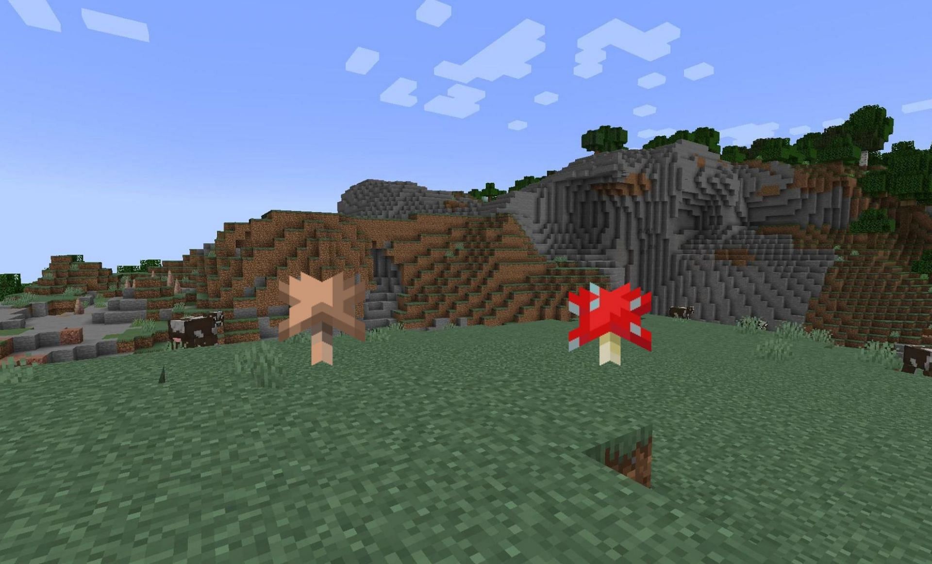 Mushrooms are brown and red (Image via Minecraft Wiki)