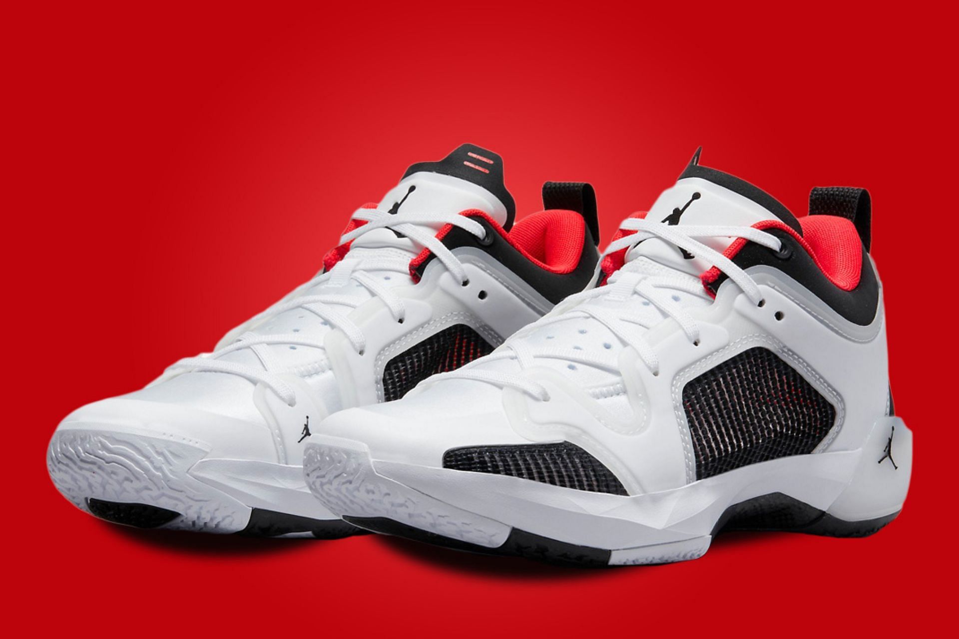 Air Jordan 37 Low White Black Siren Red shoes (Image via Nike)