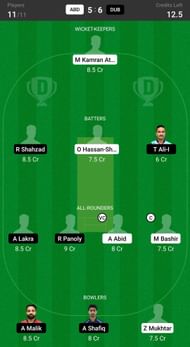 Dubai vs Team Abu Dhabi Emirates D20 2022 Dream 11 Fantasy suggestion #1