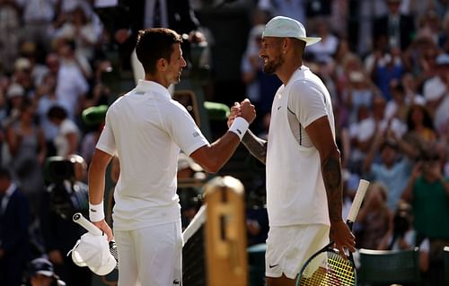 Novak Djokovic (L) and Nick Kyrgios