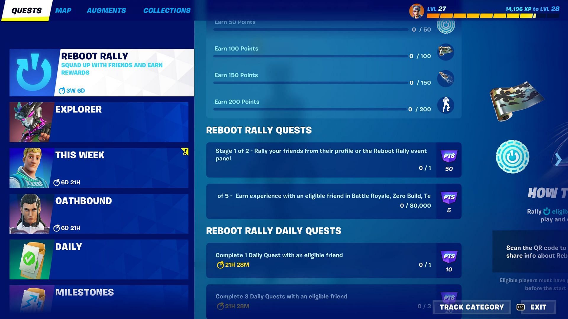To start earning free rewards, you will have to open your quest log first (Image via Epic Games)