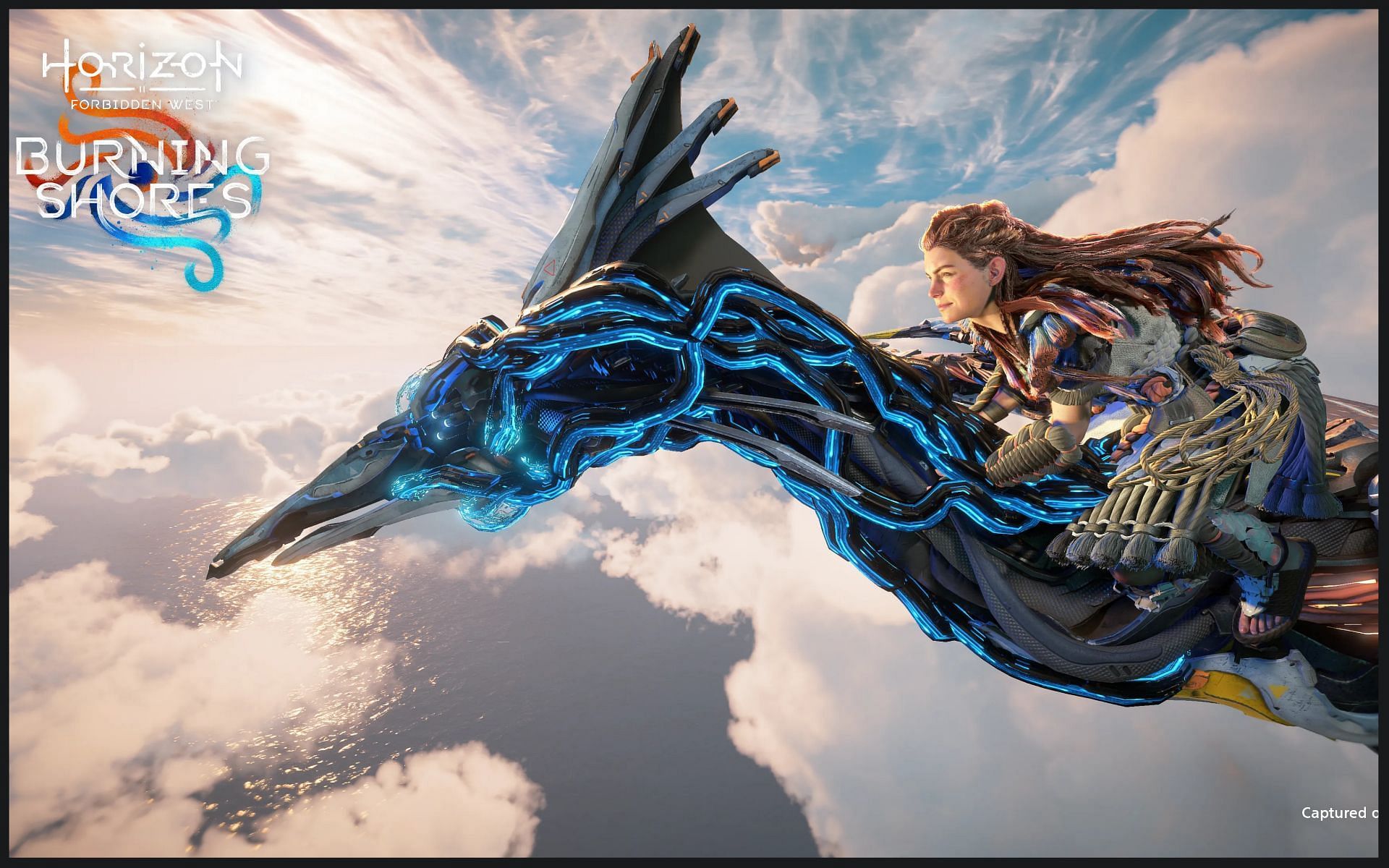 Aloy rides a Sunwing in the Burning Shores DLC (Image via Guerilla Games)