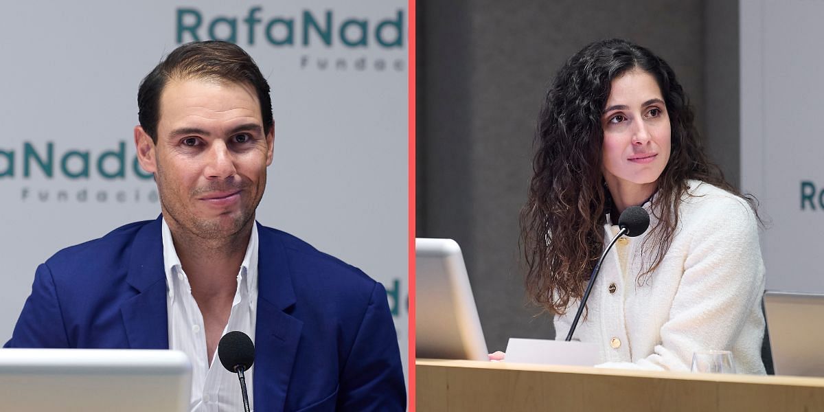 Rafael Nadal (L) and his wife Maria Francisca Perello (R)