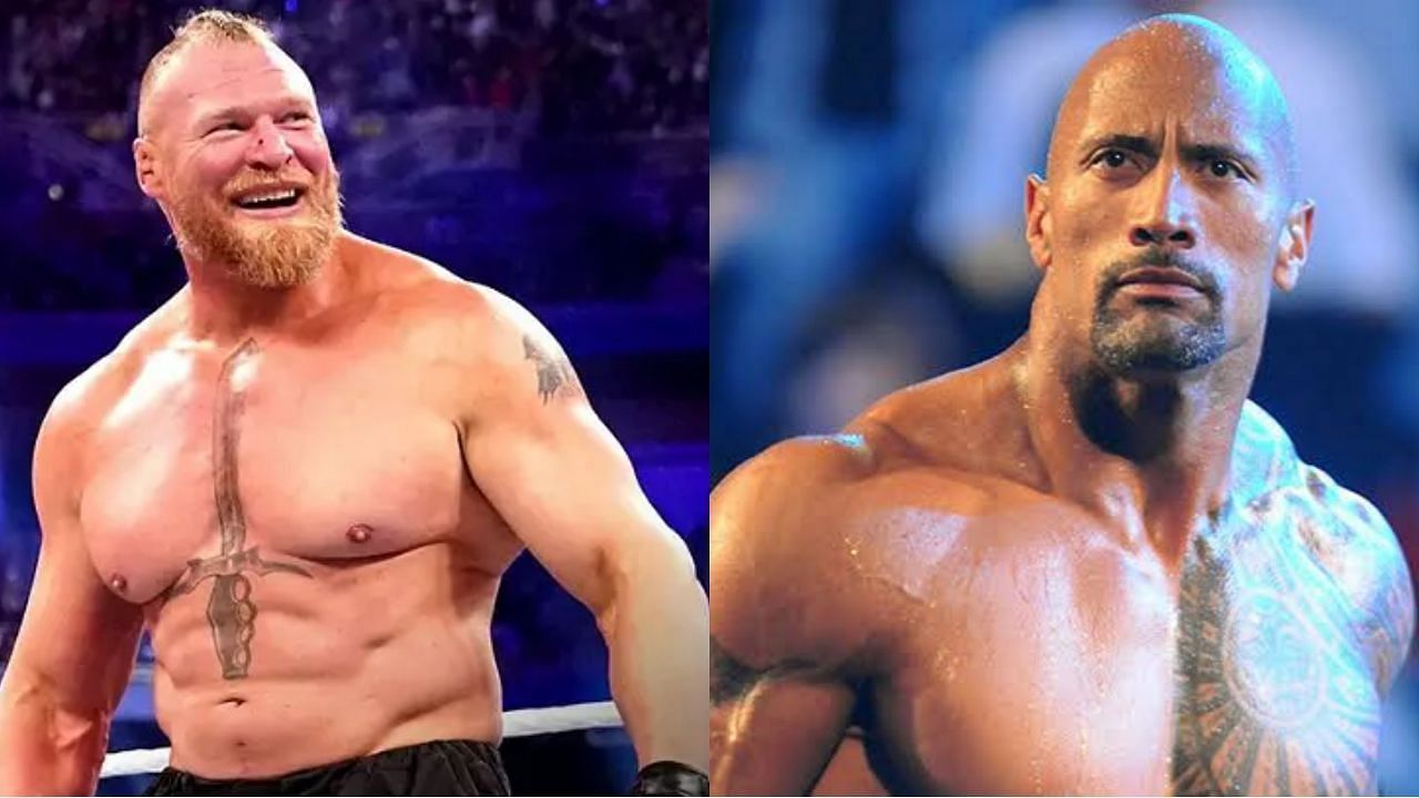 WWE सुपरस्टार्स ब्रॉक लैसनर और द रॉक 