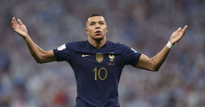 Kylian Mbappe France home jersey World Cup 2022