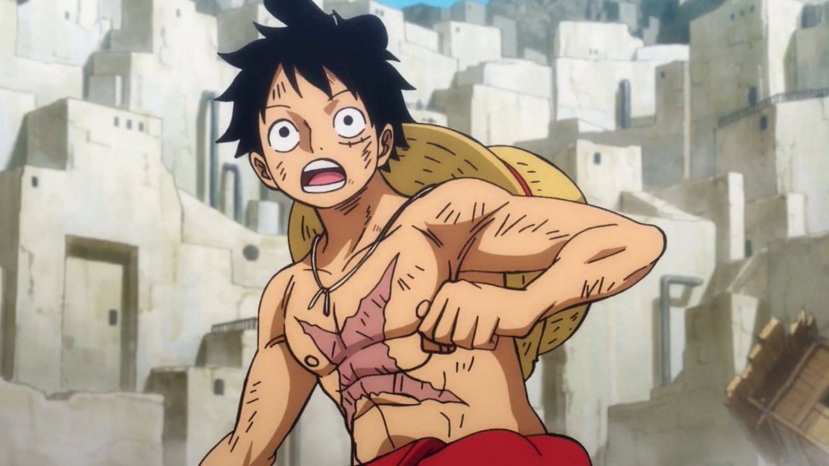 Luffy's scar in Wano Arc looks more prominent and spread out (Image via Toei Animation)