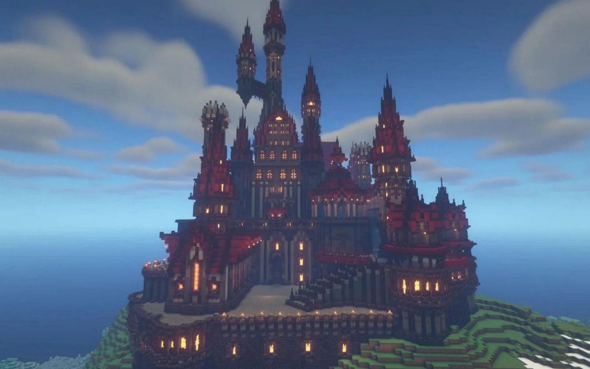 Castles are a popular choice for medieval style architecture in Minecraft (Image via Mojang)
