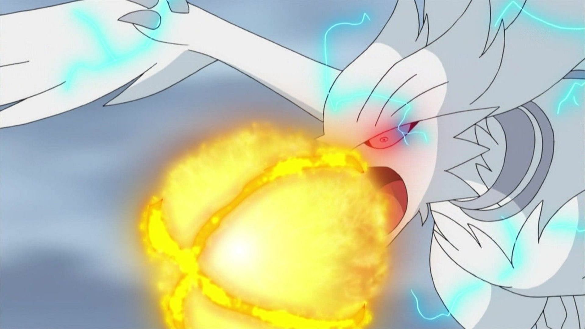 Reshiram using its signature attack, Fusion Flare, in the anime (Image via The Pokemon Company)