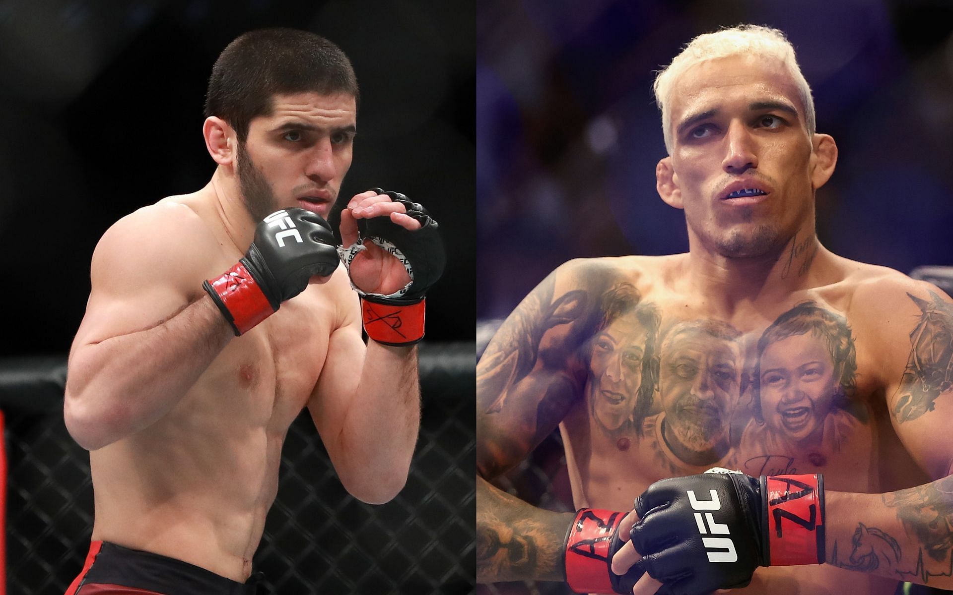 Islam Makhachev (left), Charles Oliveira (right)