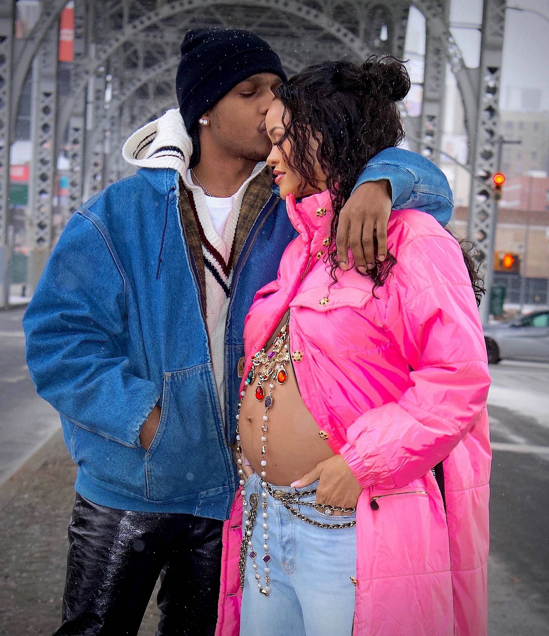 A$AP Rocky with Rihanna sporting her baby bump in New York (Image via Shutterstock)