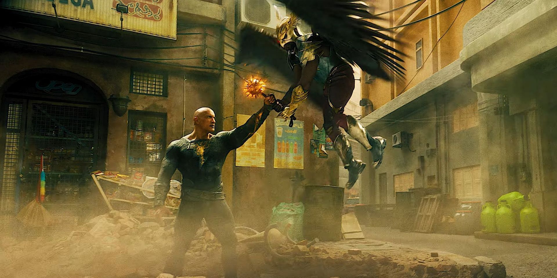 Black Adam battling Hawkman (Image via DC)