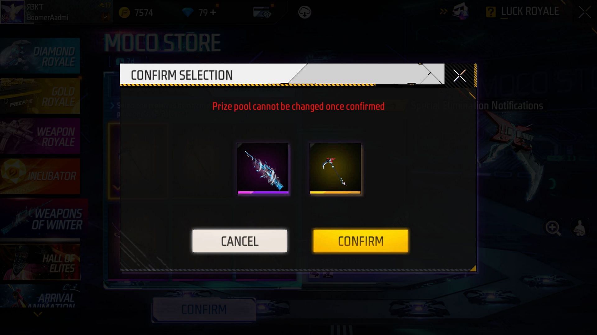 Confirm the removal of the two items (Image via Garena)