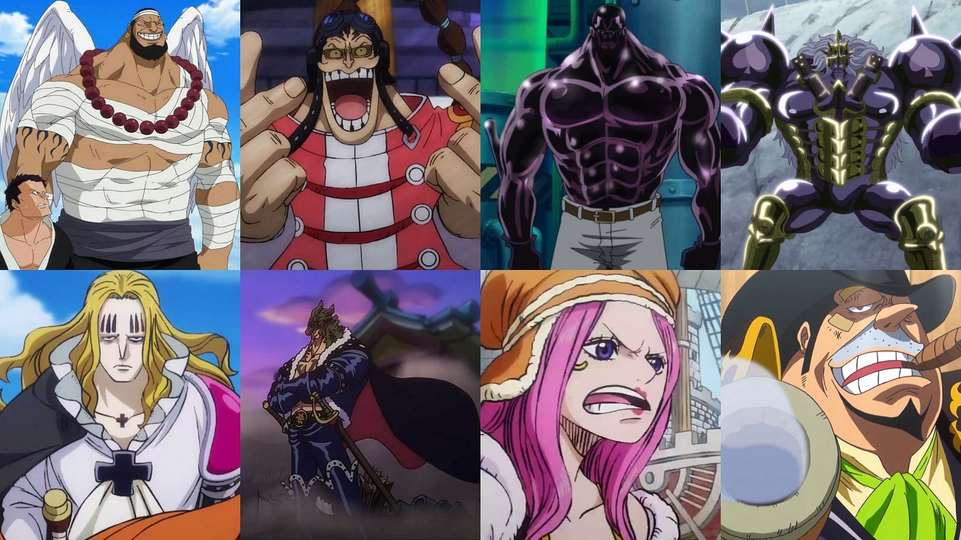 Pica, Vergo, Apoo, Urouge, Hawkins, Drake, Bonney and Capone (Image via Toei Animation, One Piece)