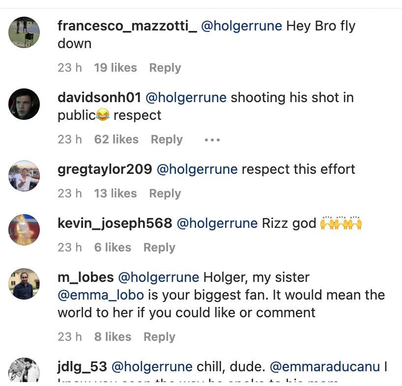 Fans react to Holger Rune&#039;s comment on Emma Raducanu&#039;s post