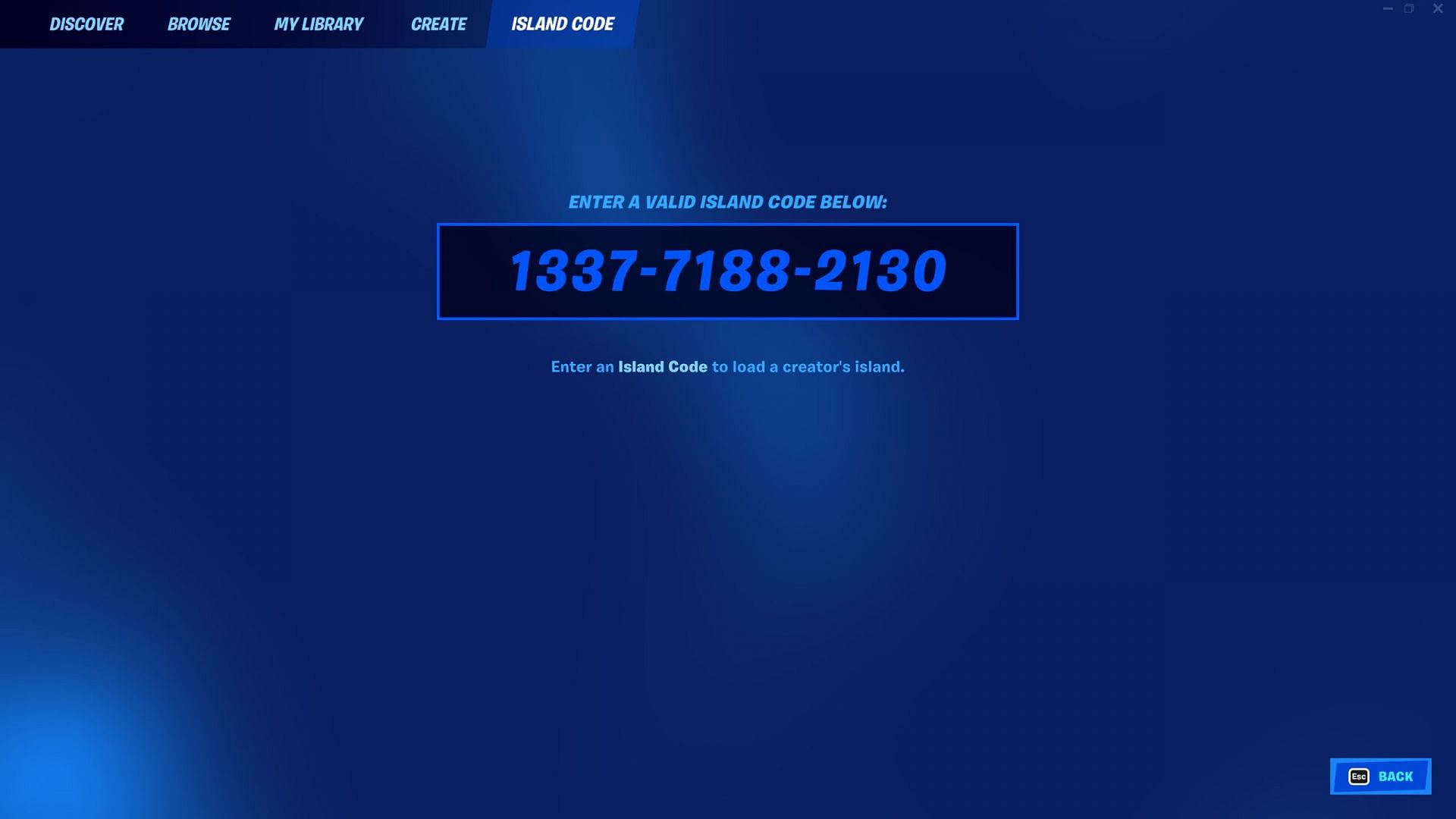 The first step towards joining the new Fortnite XP map is entering its code (Image via Epic Games)