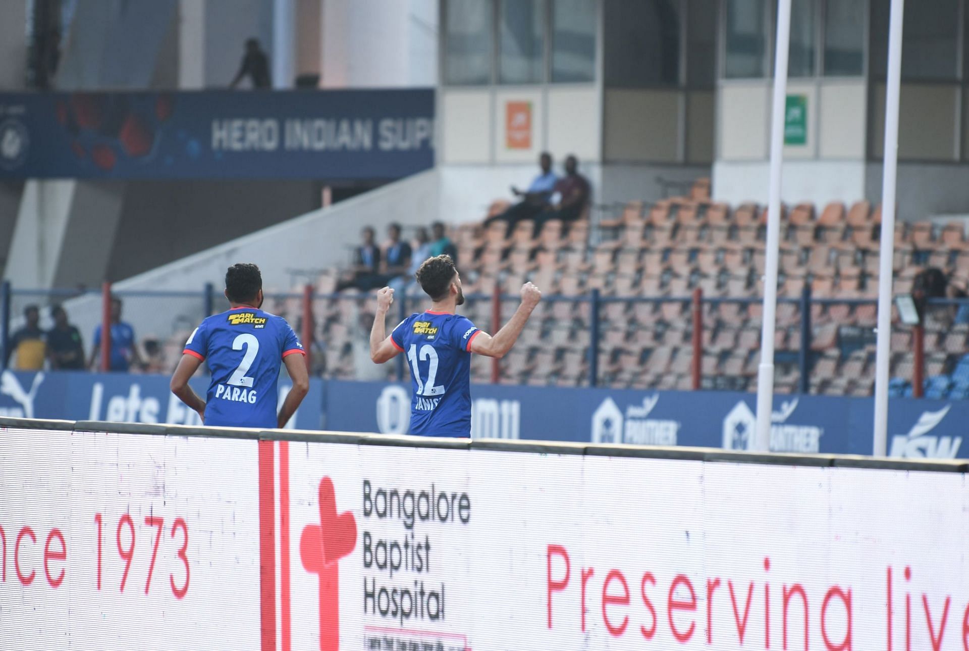 Danish Farooq celebrating his goal against Jamshedpur FC.