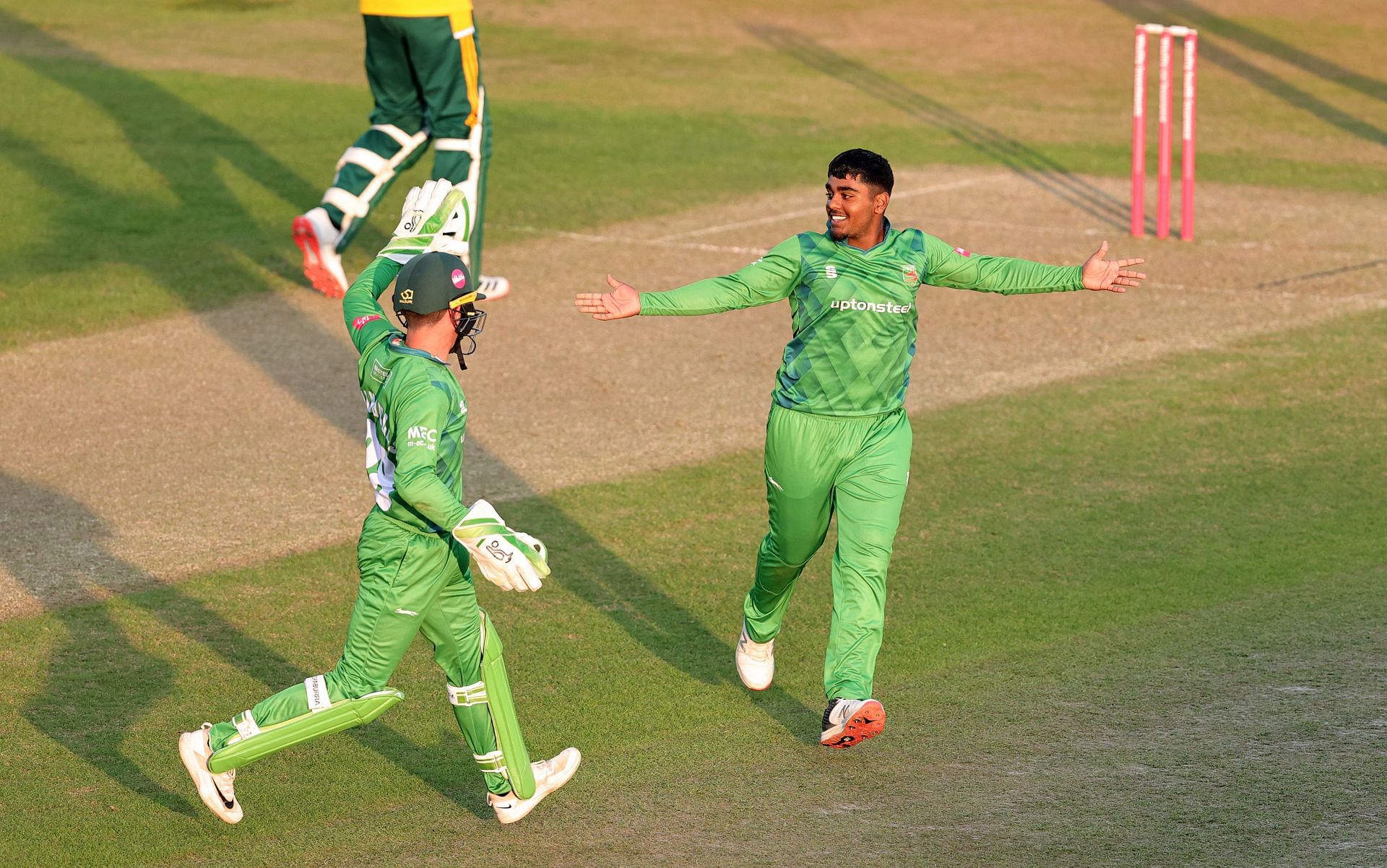 Rehan Ahmed celebrates a wicket during the T20 Blast. Pic: Getty Images