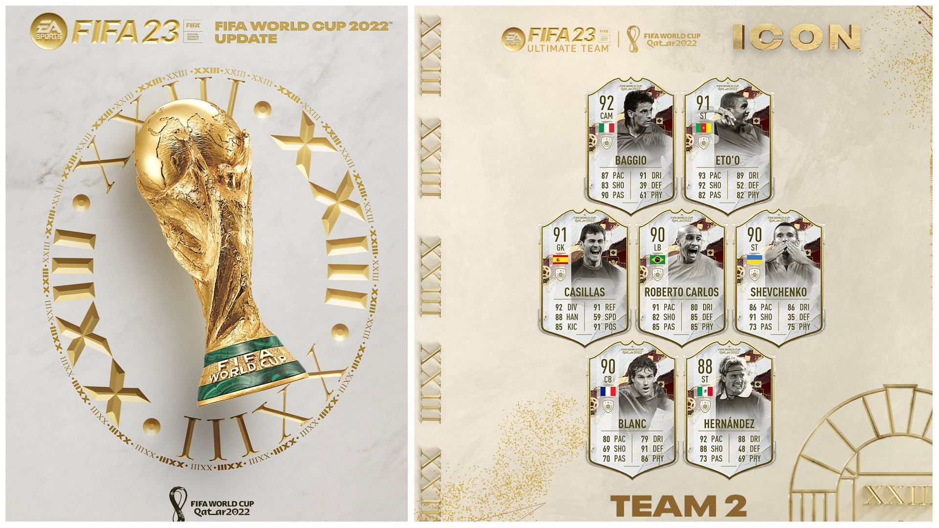 Team 2 of World Cup Icons is live in FIFA 23 (Images via EA Sports)