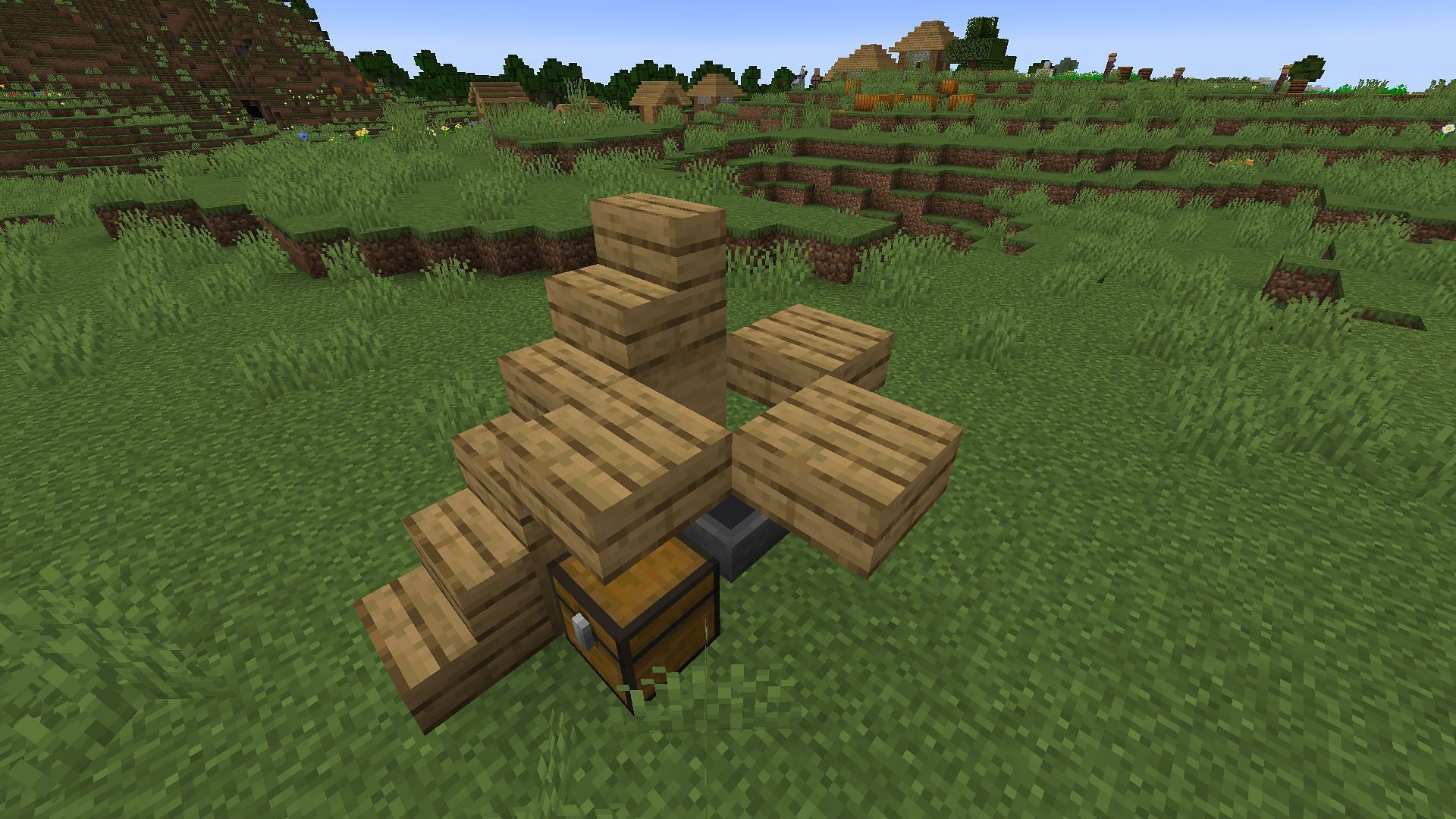 The Minecraft cow farm&#039;s slabs should be placed in this arrangement (Image via Mojang)