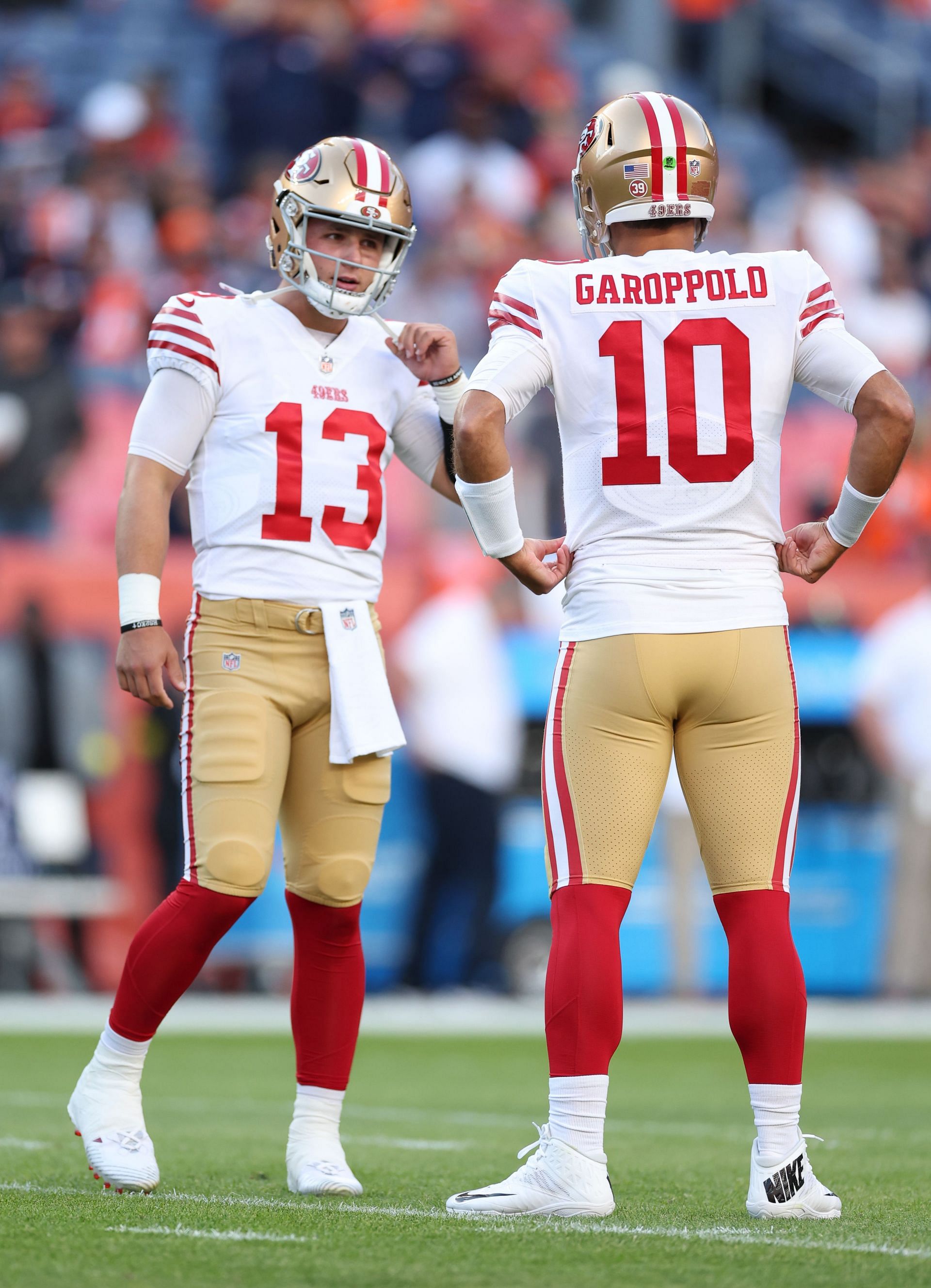 49ers quarterbacks Brocky Purdy and Jimmy Garoppolo