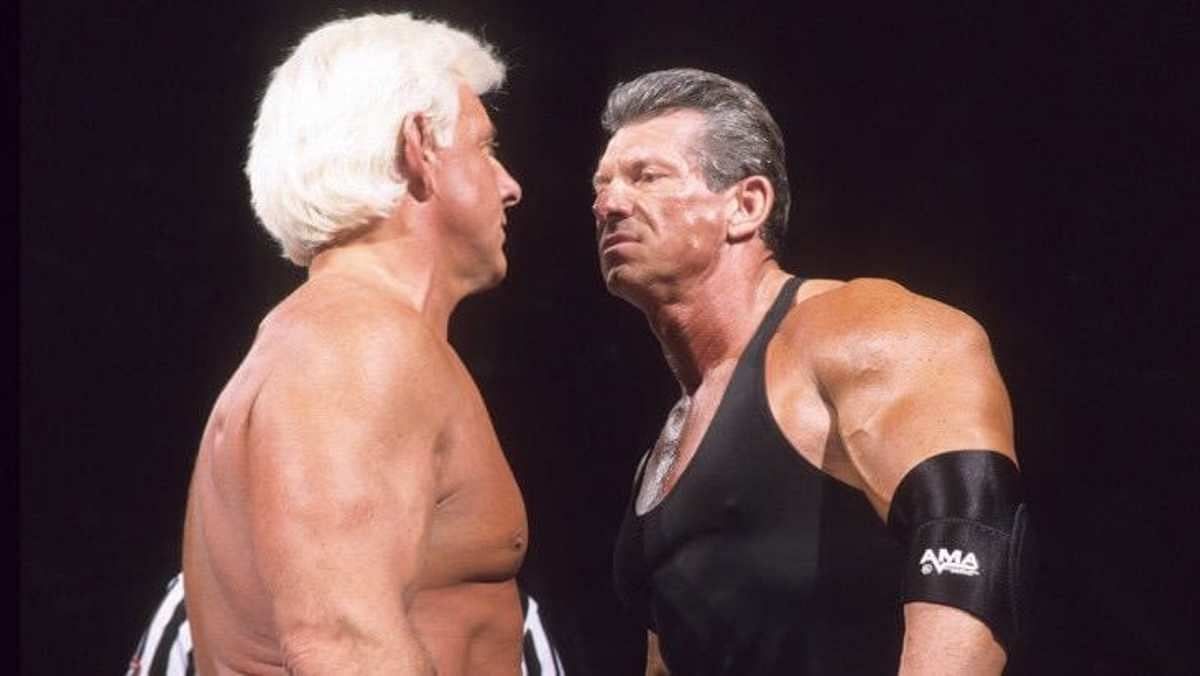 Vince McMahon and Ric Flair in a Street Fight match at Royal Rumble 2002.