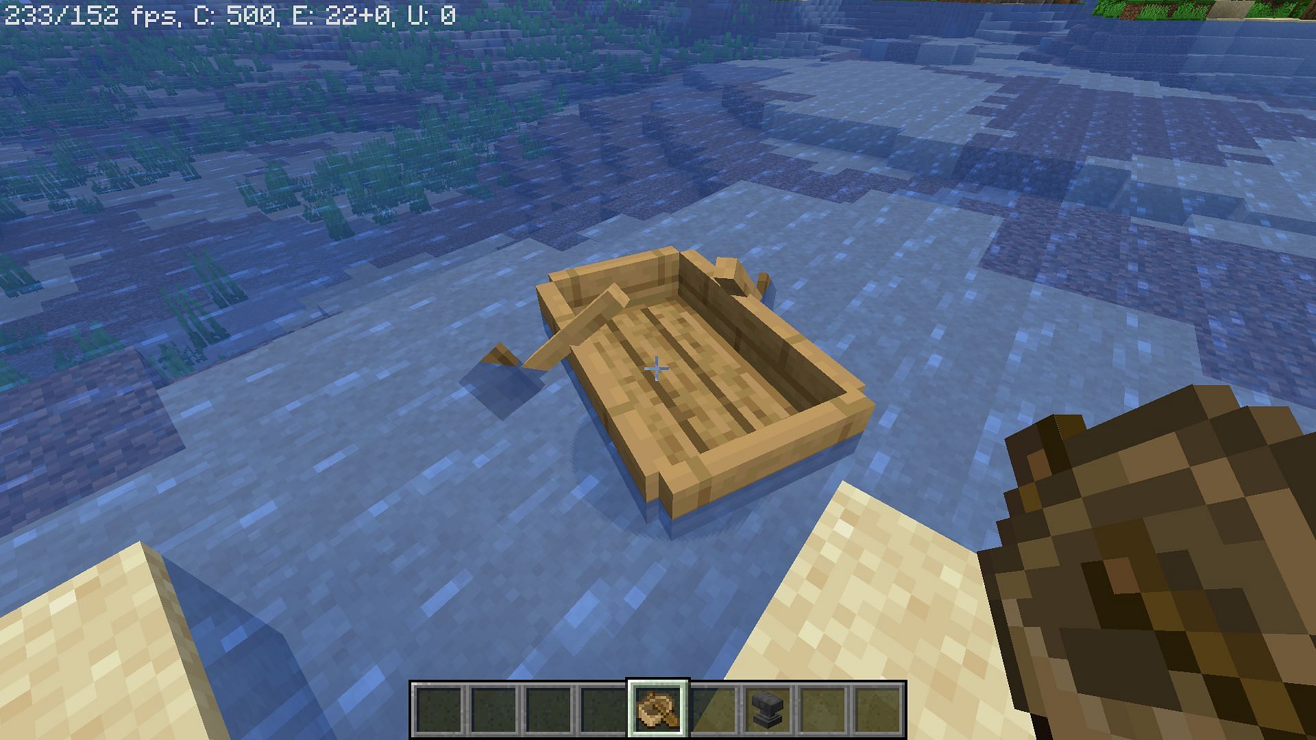 Boats can also save players if they place and sit on it as quickly as possible in Minecraft (Image via Mojang)