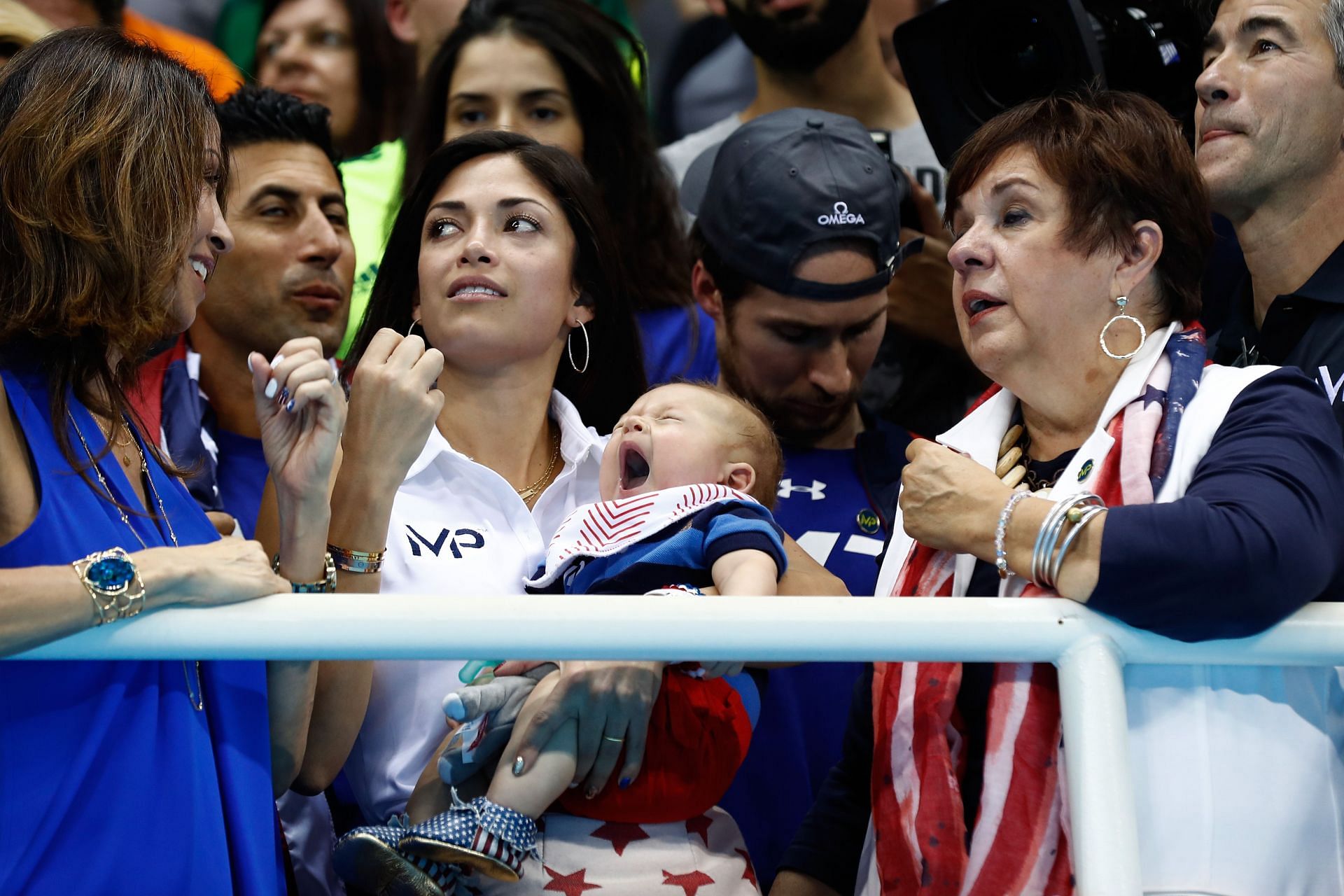 Little Boomer cheers his father on at the Rio Olympics, 2016 (Photo by Clive Rose/Getty Images)