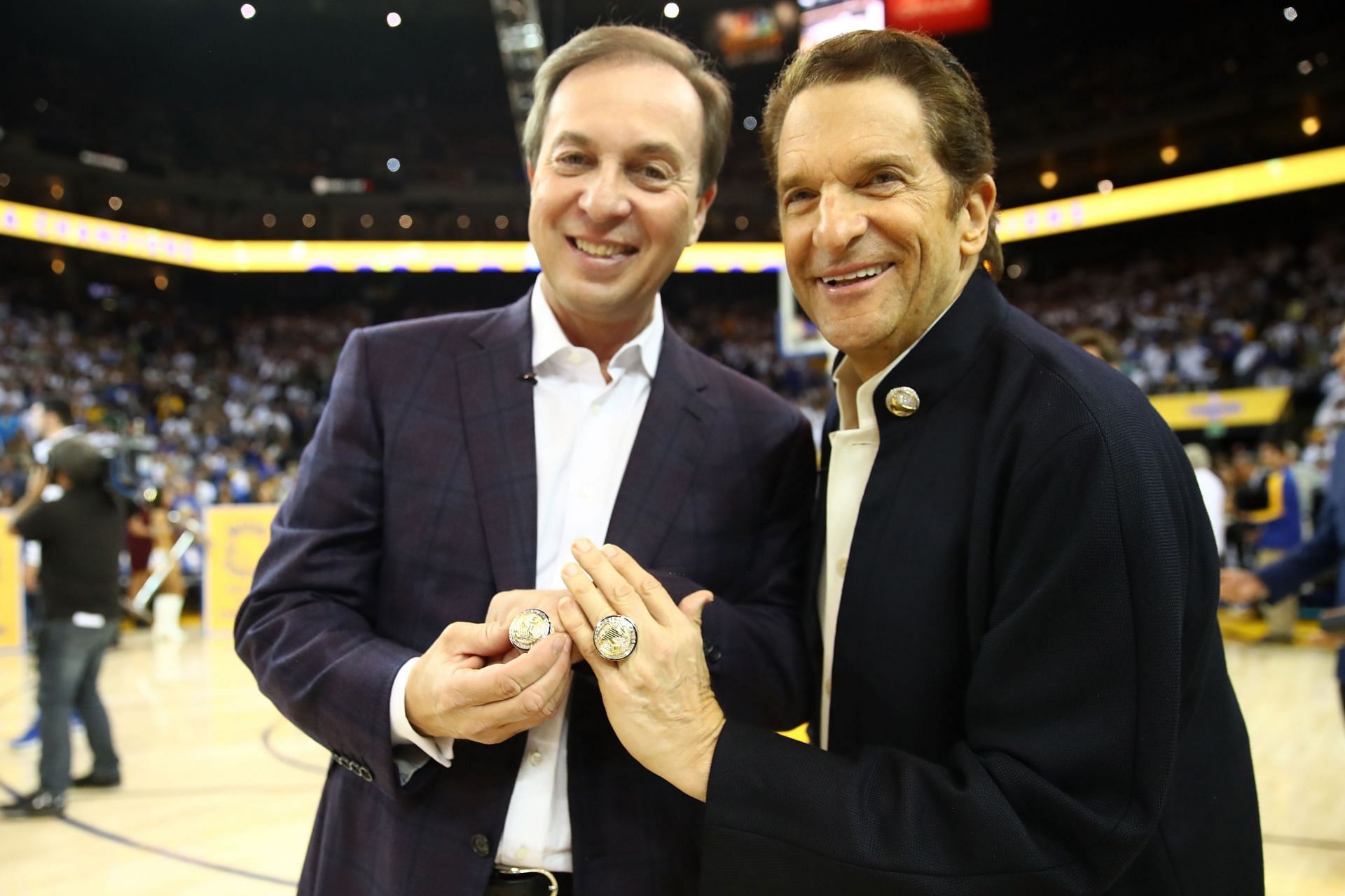Golden State Warriors owners Joe Lacob and Peter Guber