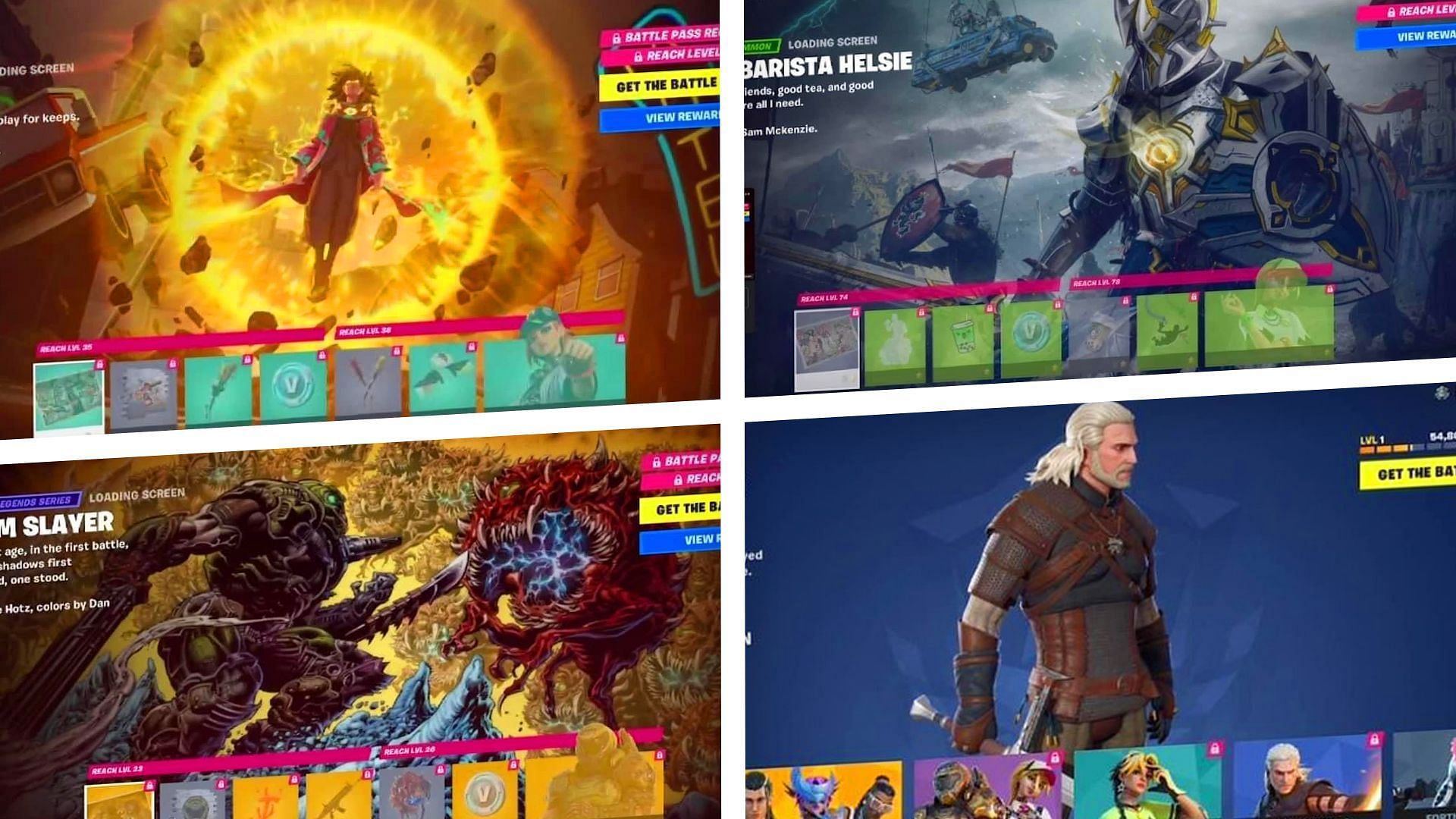 Fortnite Chapter 4 Season 1 Battle Pass Leaks have taken the internet by storm (Image via Epic Games/HYPEX, ShiinaBR, and iFireMonkey)