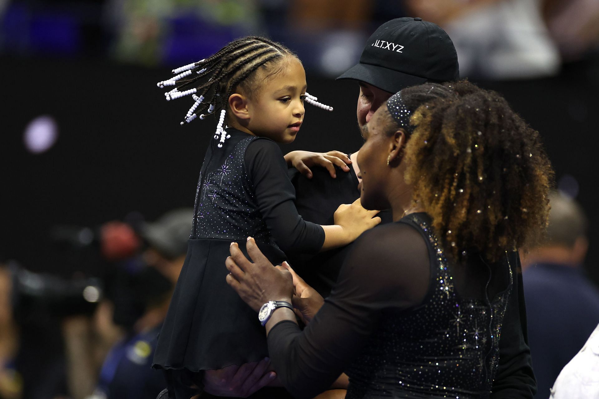 Serena Williams, Alexis Ohanian, and Olympia at the 2022 US Open.