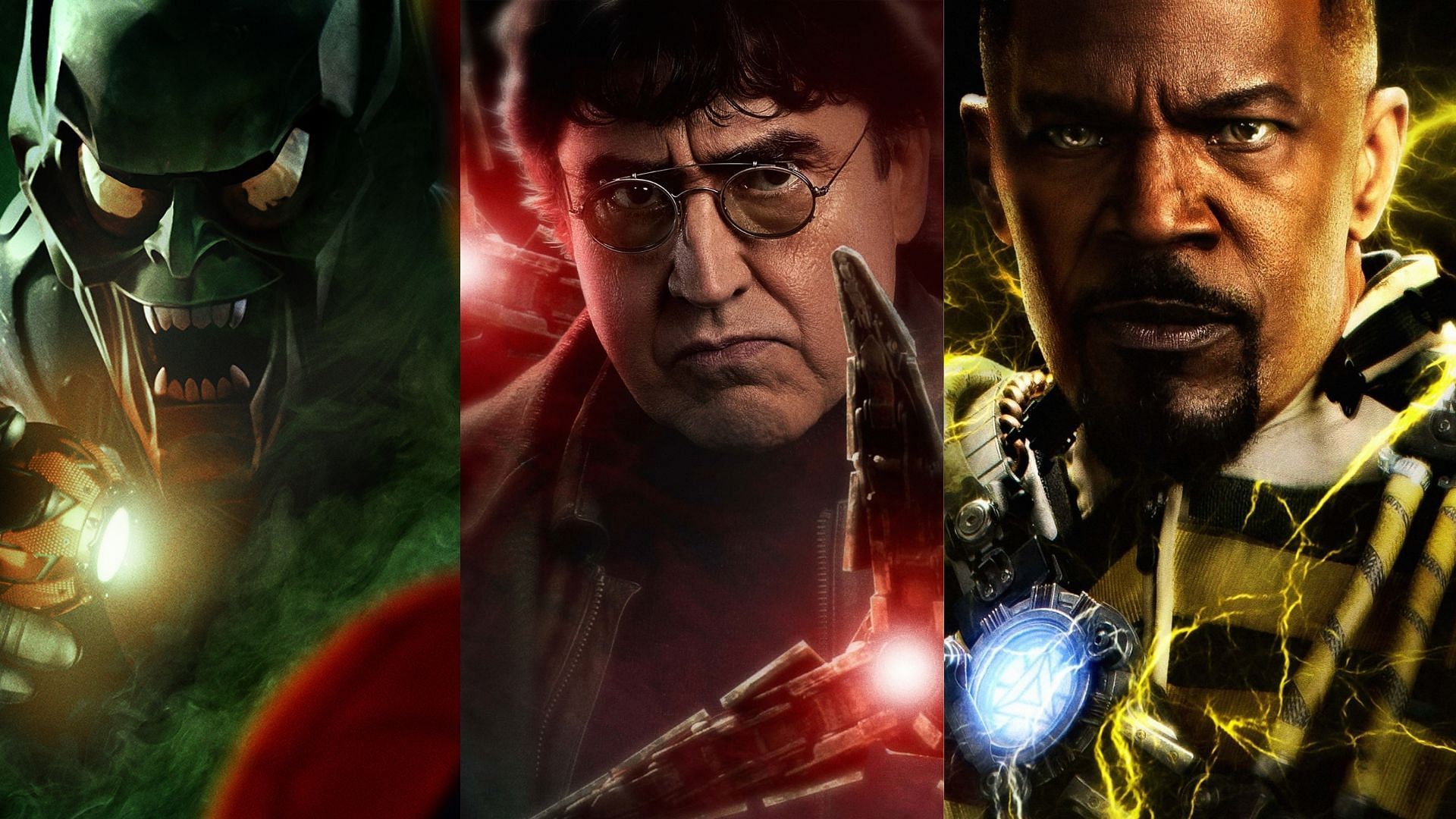 Green Goblin, Doc Ock, and Electro in promotional posters for Spider-Man: No Way Home (Images via Sony Pictures/Marvel Studios)