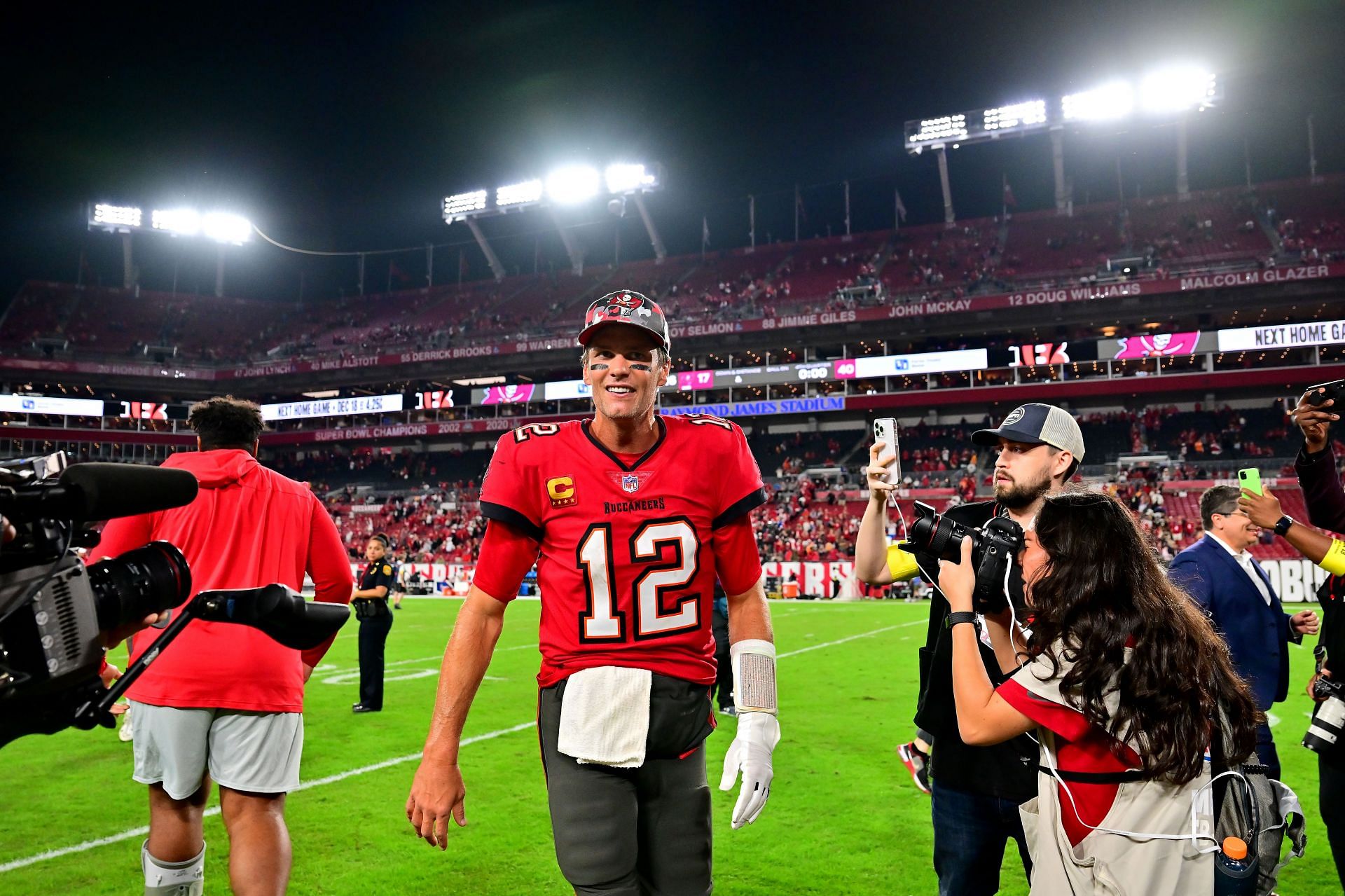 Tom Brady walks off after New Orleans Saints v Tampa Bay Buccaneers