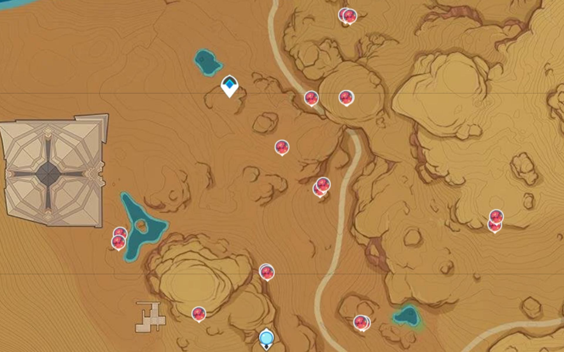 Dune of Carouses locations (Image via Genshin Interactive Map)