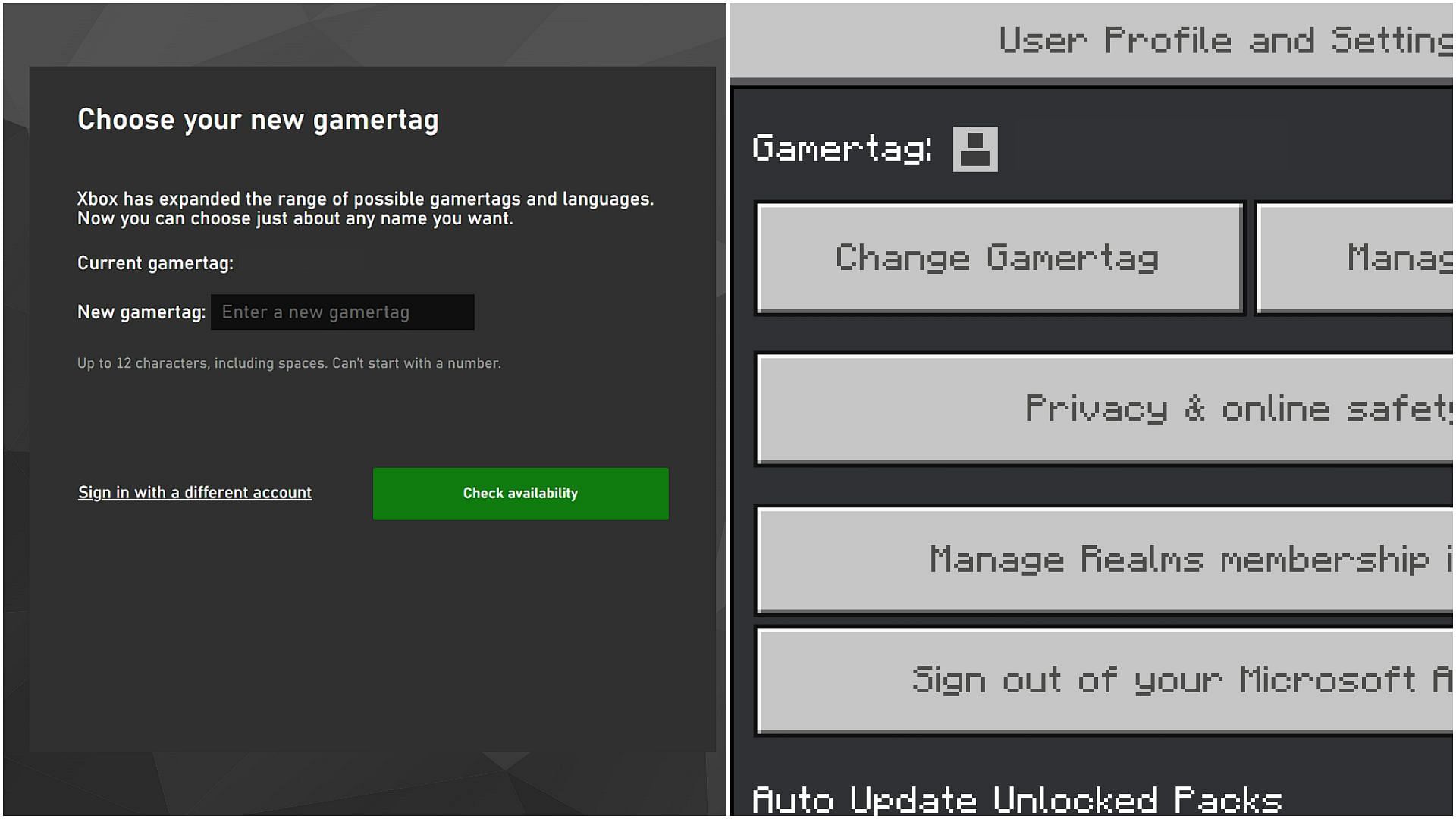 Mobile players can change their username from the game itself (Image via Mojang)