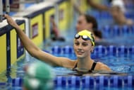 Summer McIntosh reacts after winning the women's 400M individual medley