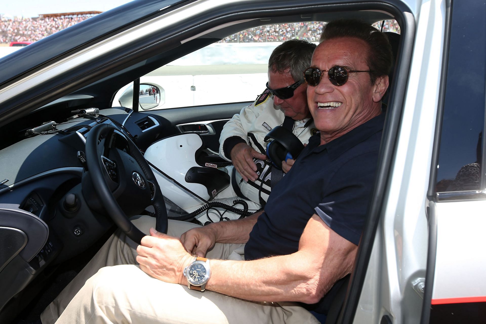 Arnold Schwarzenegger at NASCAR Sprint Cup Series Toyota/Save Mart 350