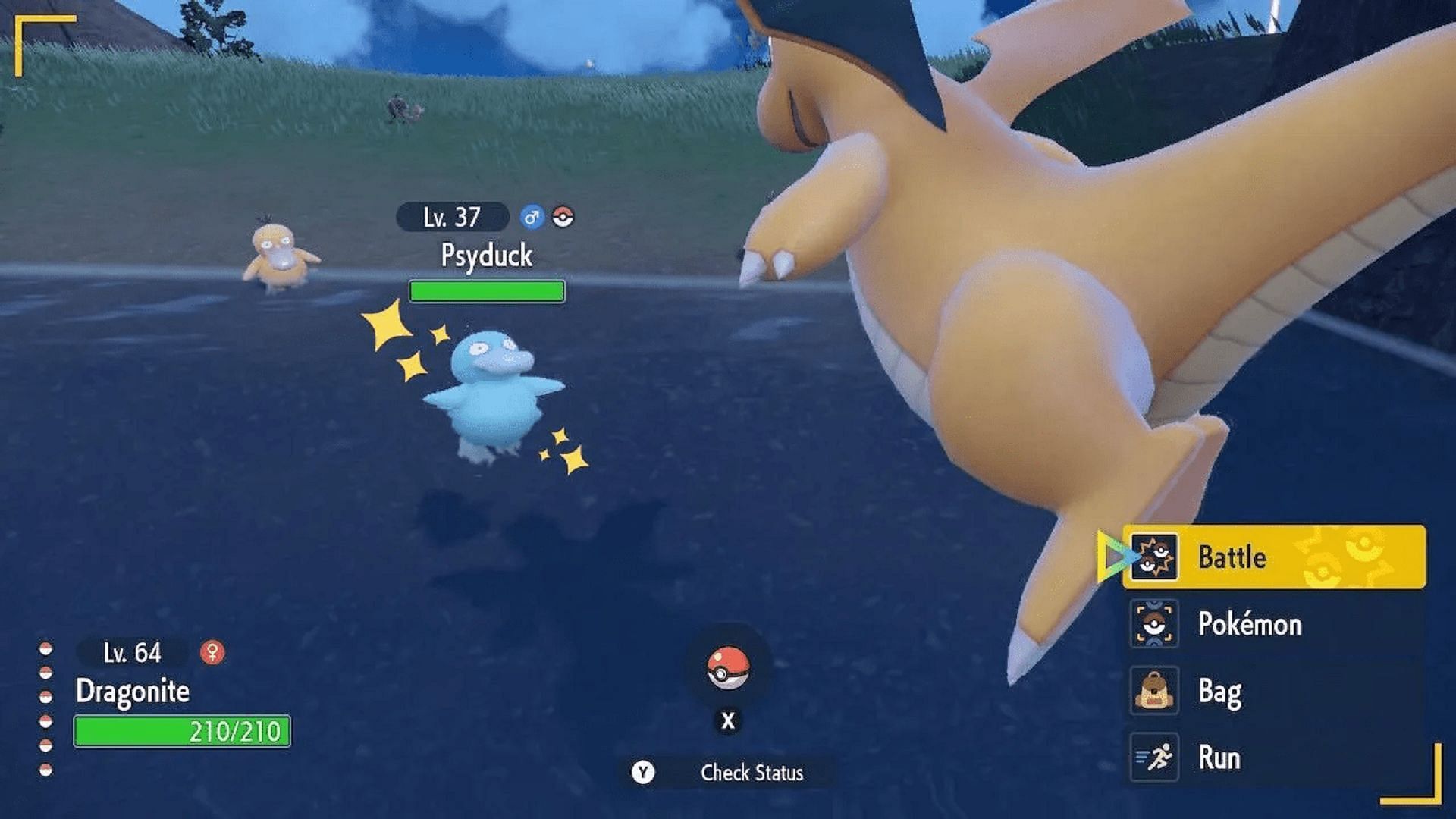 A shiny Psyduck appears in Pokemon Scarlet and Violet (Image via Game Freak)