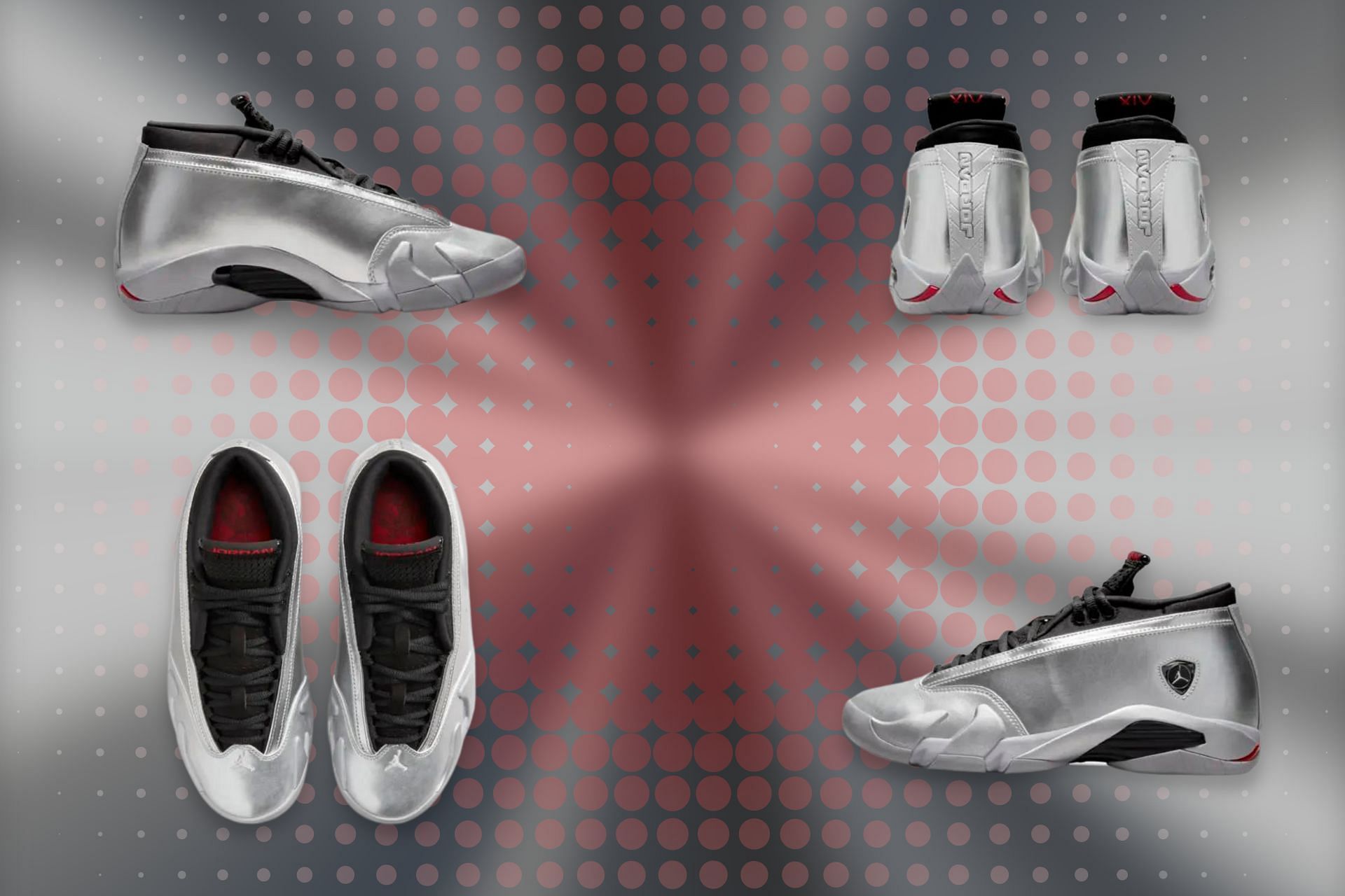 The upcoming Nike Air Jordan 14 Low &quot;Metallic Silver&quot; sneakers will come exclusively in women&#039;s sizes (Image via Sportskeeda)