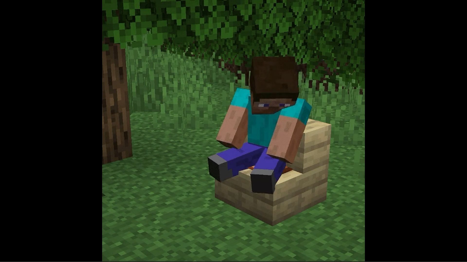 The datapack created by Minecraft Redditor will let you sit on a stair (Image via Reddit/u/Dennis2pro) 