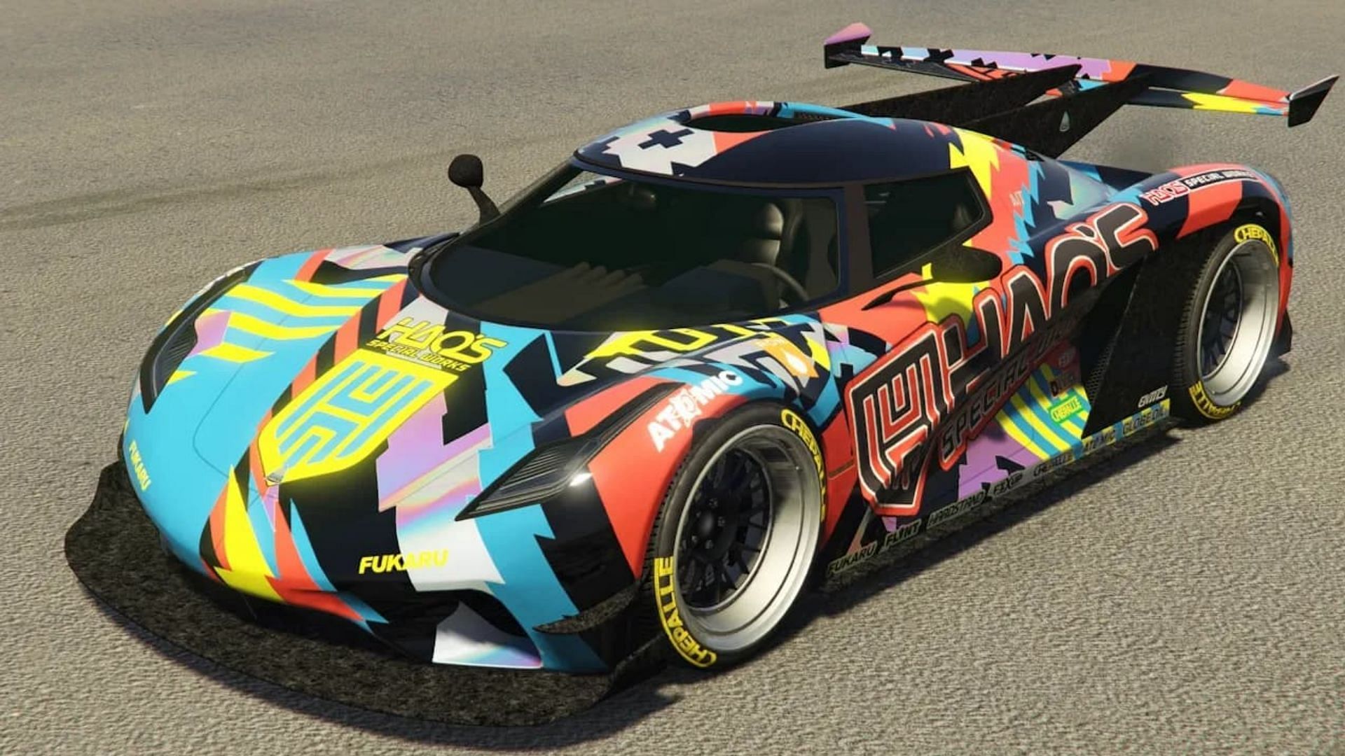 This car has the usual Hao&#039;s Special Works livery (Image via Rockstar Games)
