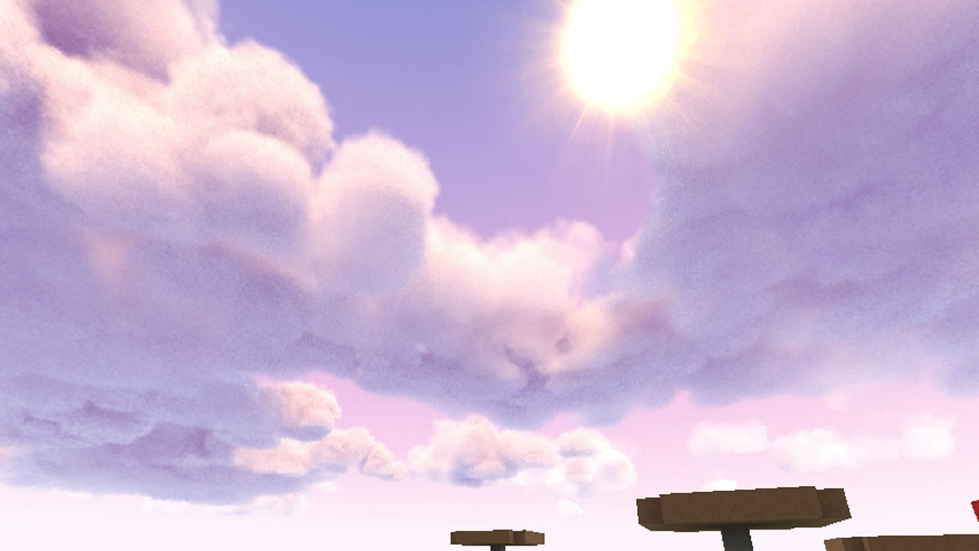 A morning sky over a mushroom island thanks to Dramatic Skys (Image via thebaum64/CurseForge)