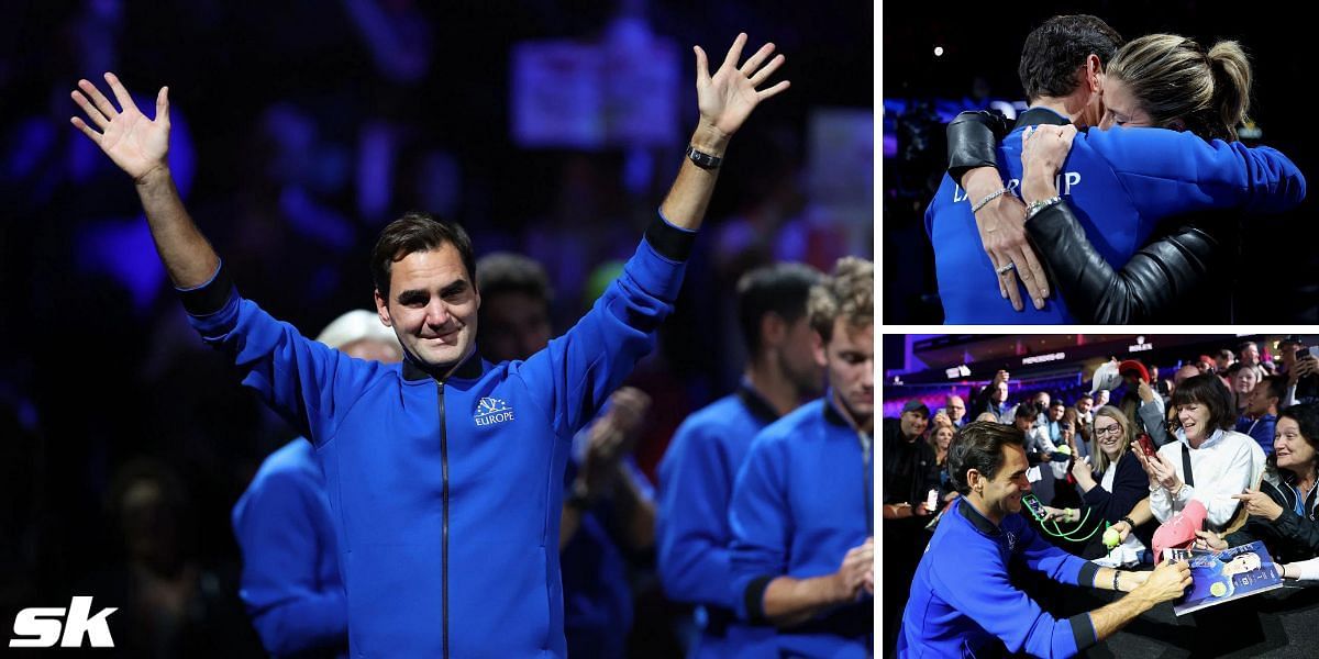 Roger Federer celebrates honorary Swiss Sports award.
