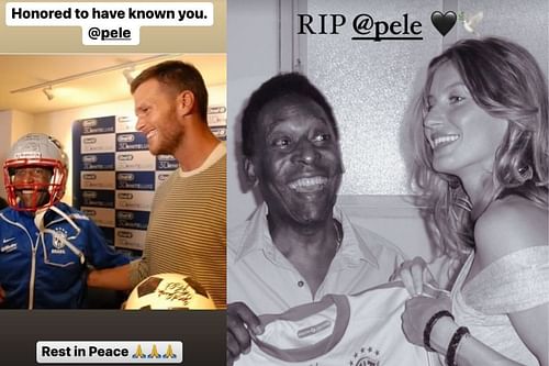 Brady with Pele (l) and Bundchen with the soccer legend (r). Source: Brady's and Gisele's IG