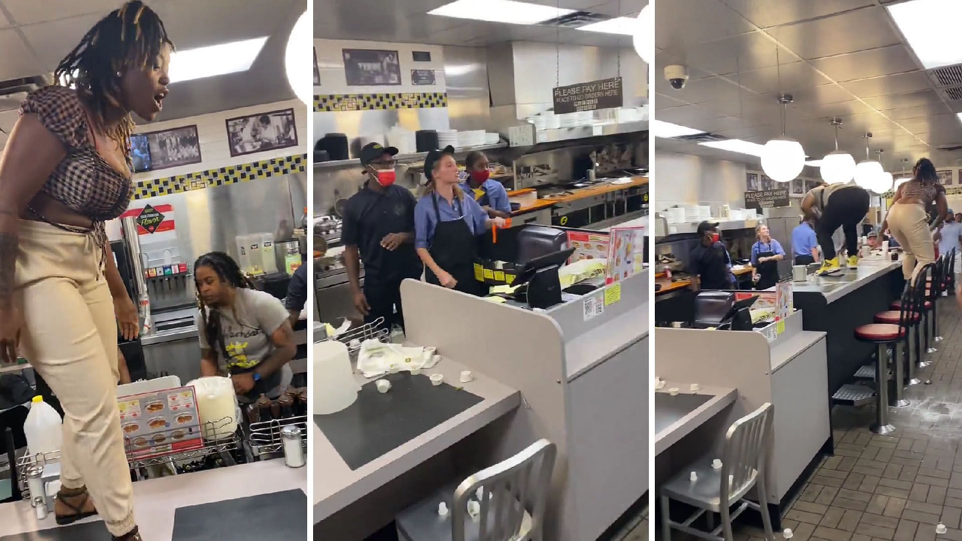 A clip showing a violent altercation at a Texas Waffle House is mistaken for a brawl in Georgia (Image via Twitter/@rbaylor_74)
