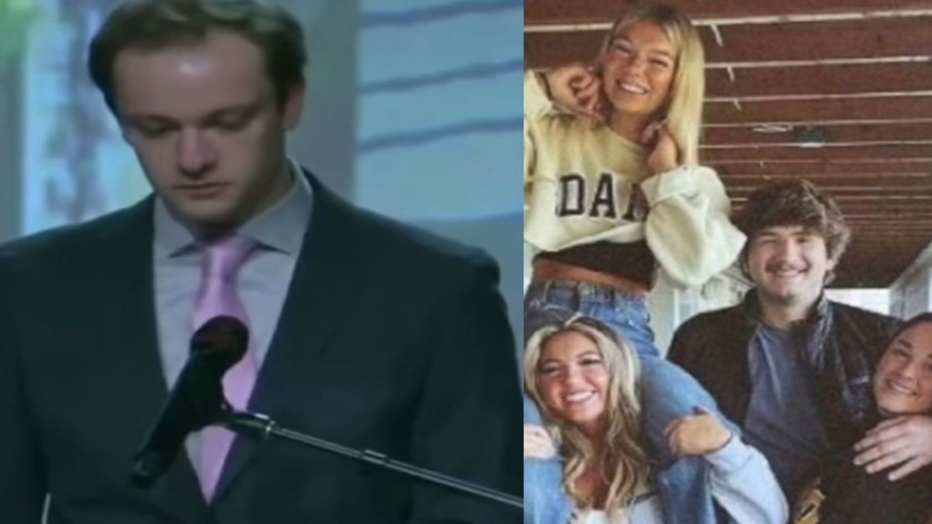 Madison Mogen&rsquo;s boyfriend Jake Schriger speaks at a vigil (Image via Evil Exists/YouTube)