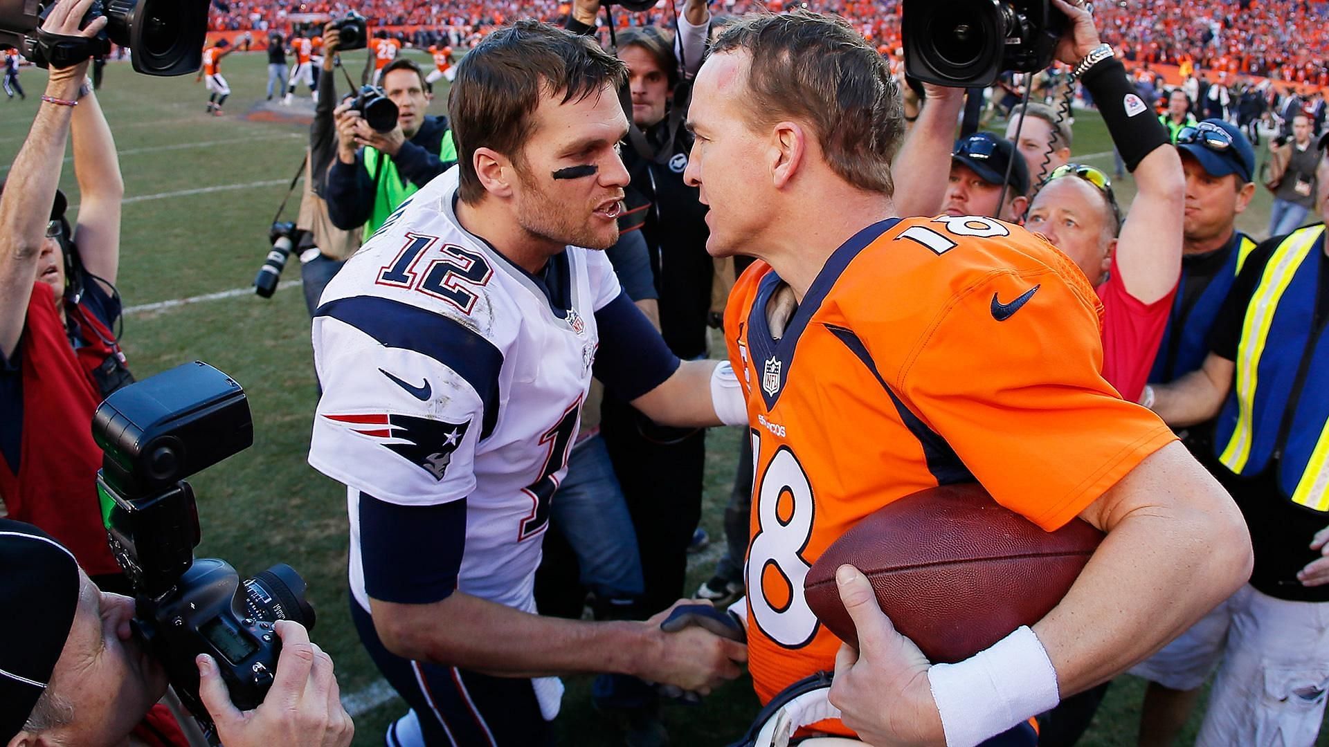 (L-to-R) Tom Brady and Peyton Manning