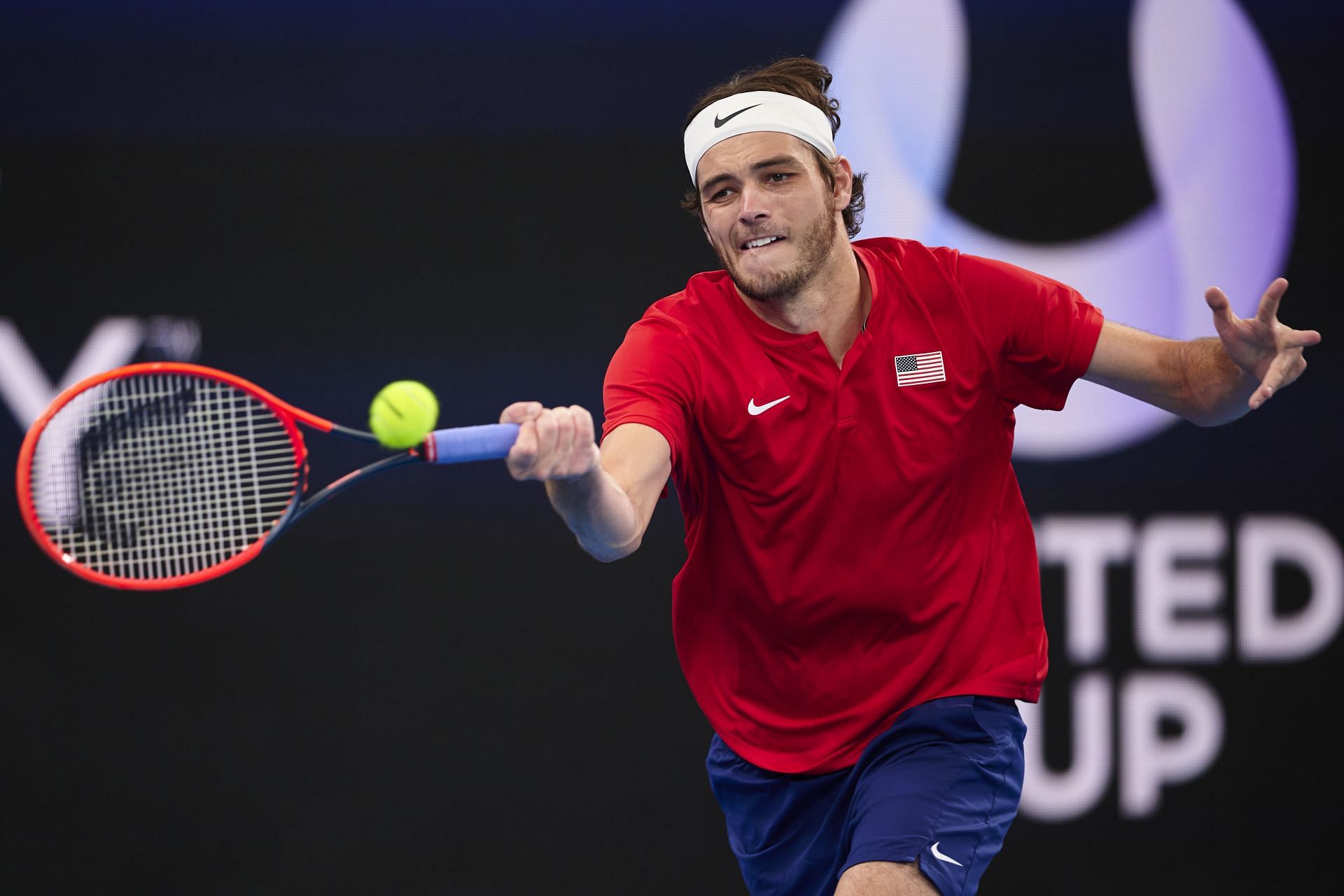 Taylor Fritz in action at the 2023 United Cup